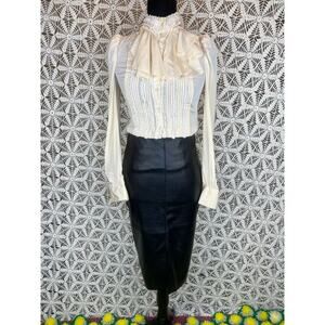 Angl Vegan Leather Simple Fitted Long Pencil Skirt